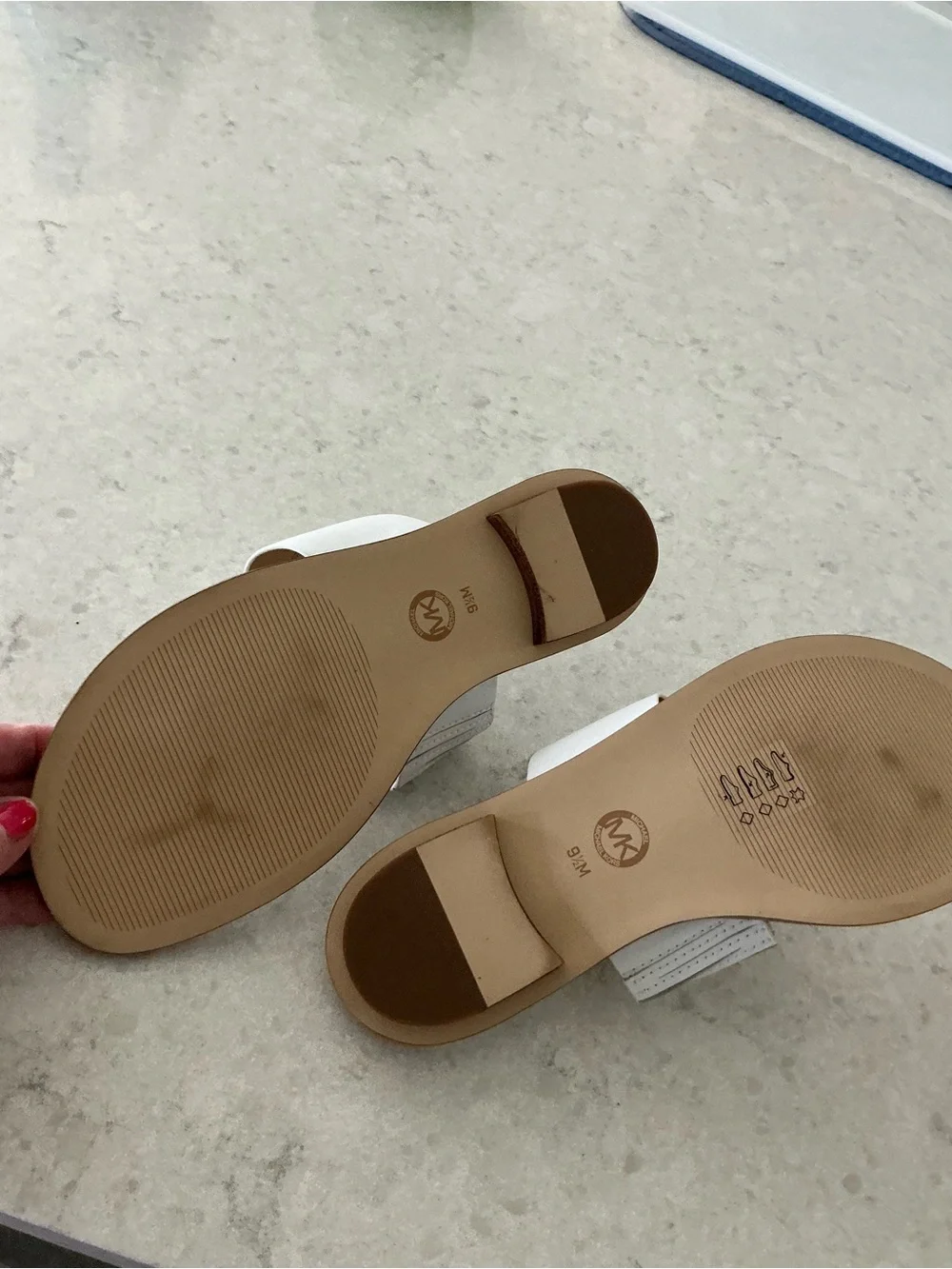 White Women’s Toe-Post Sandal damage peeling